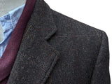 Abraham Moon Coat L/42 Brown Windowpane Wool Tweed
