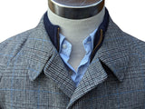 Vintage Dunn & Co. Marling & Evans Balmacaan Coat M/40 Grey with Blue Plaid 3-button pure wool