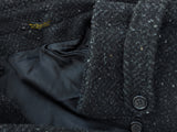 Vintage Guy Laroche Belted Raglan Coat XXL/46 Dark Charcoal Grey Donegal Pure Wool Tweed