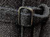 Vintage Guy Laroche Belted Raglan Coat XXL/46 Dark Charcoal Grey Donegal Pure Wool Tweed