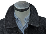 Vintage Guy Laroche Belted Raglan Coat XXL/46 Dark Charcoal Grey Donegal Pure Wool Tweed