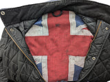 Barbour Jacket M Ltd Ed Union Jack Black Moran Padded Quilt Polyester
