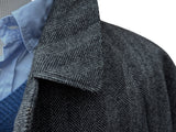 Vintage San Remo Zegna Balmacaan Coat 42 L/XL Grey Herringbone Heavy Wool