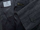 Vintage San Remo Zegna Balmacaan Coat 42 L/XL Grey Herringbone Heavy Wool