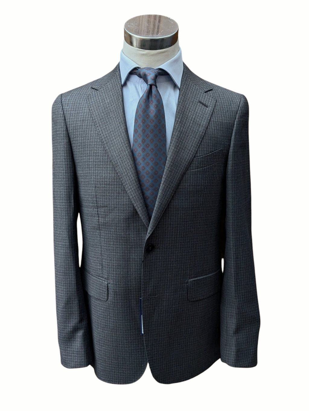 Benjamin VBC Suit Mid Grey Mini Check 2-Button Wool