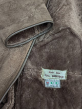 Vintage England Leather Lambsuede Shearling Coat M/L Dark Beige