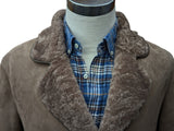 Vintage England Leather Lambsuede Shearling Coat M/L Dark Beige