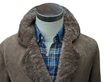 Vintage England Leather Lambsuede Shearling Coat M/L Dark Beige