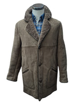 Vintage England Leather Lambsuede Shearling Coat M/L Dark Beige