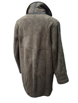 Vintage England Leather Lambsuede Shearling Coat M/L Dark Beige