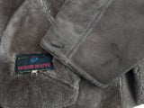 Vintage Richard Draper Leather Lambsuede Shearling Coat L/XL Dark Beige