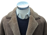 Vintage Richard Draper Leather Lambsuede Shearling Coat L/XL Dark Beige
