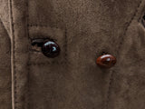 Vintage British Leather Lambsuede Shearling DB Coat S/M 38 Brown
