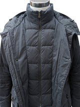 Hackett Down Parka S/M Steel Blue-Grey Microfibre Blend