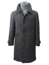 Vintage Dunn & Co. Harris Tweed Balmacaan Raglan Coat XXL/46 Greenish Brown Plaid wool