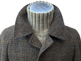 Vintage Dunn & Co. Harris Tweed Balmacaan Raglan Coat XXL/46 Greenish Brown Plaid wool