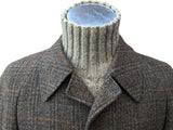 Vintage Dunn & Co. Harris Tweed Balmacaan Raglan Coat XXL/46 Greenish Brown Plaid wool