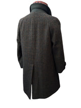 Vintage Dunn & Co. Harris Tweed Balmacaan Raglan Coat XXL/46 Greenish Brown Plaid wool