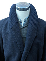 Vintage Odermark Shawl Coat L/XL Dark Blue Llama/Wool