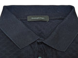 Zegna Knit Polo L Navy Blue Cotton