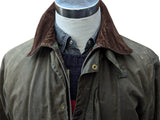 Barbour Coat M/L 40 Olive Green Border Waxed Cotton