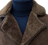 Vintage Richard Draper Leather British Shearling Coat L/XL Brown