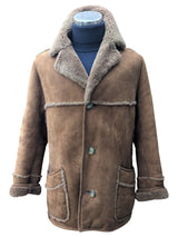 Vintage Morlands Leather British Shearling Coat M/40 Mid Brown
