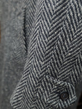 Vintage St. Michael British Raglan Balmacaan Coat L/42R Grey Herringbone Tweed