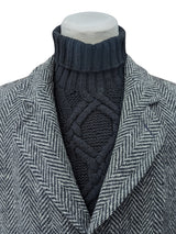 Vintage St. Michael British Raglan Balmacaan Coat L/42R Grey Herringbone Tweed