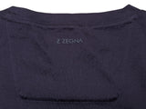 Zegna Tee Shirt M Navy Blue Textured Fabric Graphic Cotton