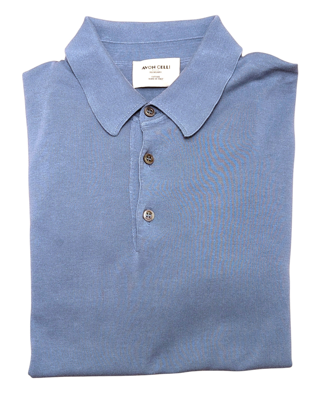 Avon Celli Polo Collar Sweater S/48 Pale Blue Cotton