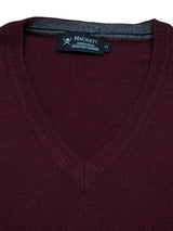 Hackett Sweater M Claret V-neck Wool/Silk/Cashmere