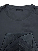 Zegna Tee Shirt L Gunmetal Grey Textured Logo Cotton
