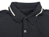 John Smedley Polo SS Knit S Black White Trim Wool