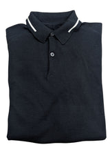 John Smedley Polo SS Knit S Black White Trim Wool