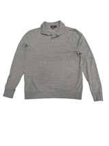 Ralph Lauren LS Polo Sweater M Light Grey Striped Italian Superfine Wool