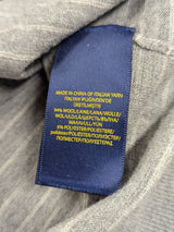 Ralph Lauren LS Polo Sweater M Light Grey Striped Italian Superfine Wool