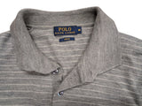 Ralph Lauren LS Polo Sweater M Light Grey Striped Italian Superfine Wool