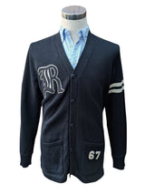Ralph Lauren Cardigan L Black Varsity Letterman Cotton
