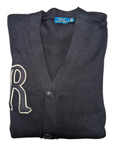 Ralph Lauren Cardigan L Black Varsity Letterman Cotton