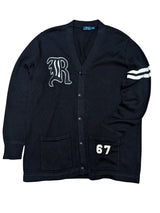 Ralph Lauren Cardigan L Black Varsity Letterman Cotton