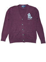 Ralph Lauren Cardigan M Burgundy Varsity Letterman Cotton Blend