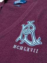 Ralph Lauren Cardigan M Burgundy Varsity Letterman Cotton Blend