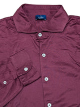 Barba Napoli Shirt L Burgundy Cotton Jersey