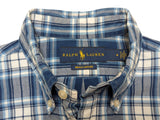 Ralph Lauren Shirt M Blue/White Plaid Indigo Oxford Cotton