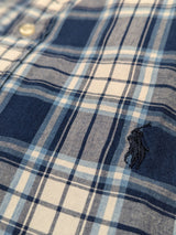 Ralph Lauren Shirt M Blue/White Plaid Indigo Oxford Cotton