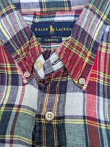 Ralph Lauren Shirt M SS Multi-colored Plaid Linen