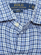 Ralph Lauren Shirt S Blue/White Plaid Linen