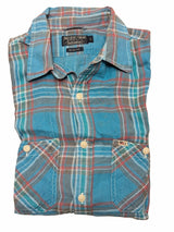 Ralph Lauren Shirt M/L Soft Turquoise Plaid Cotton
