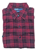 Polo Ralph Lauren Shirt M Dark Red Plaid Cotton Flannel
